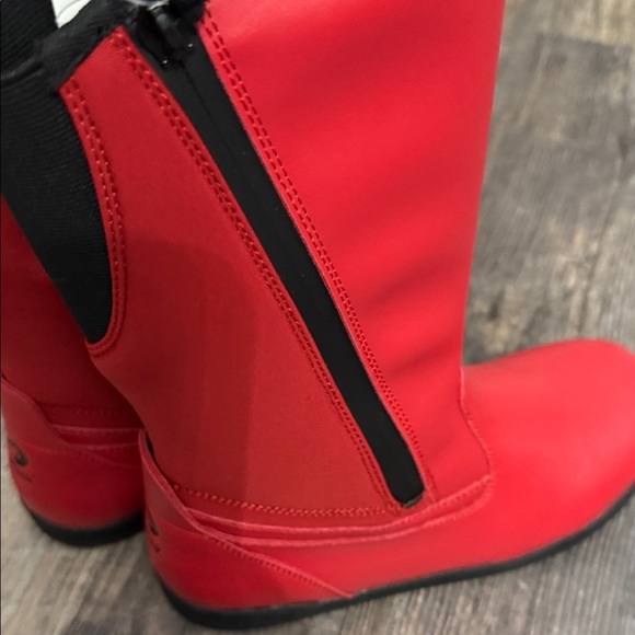 Vibrant Red Kids Boots with Side Zipper - Picture 8 of 9